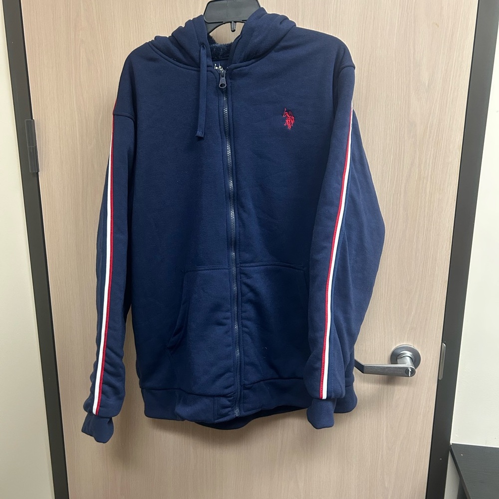 U.S. Polo Assn. Navy Hoodie with Red and White Accents